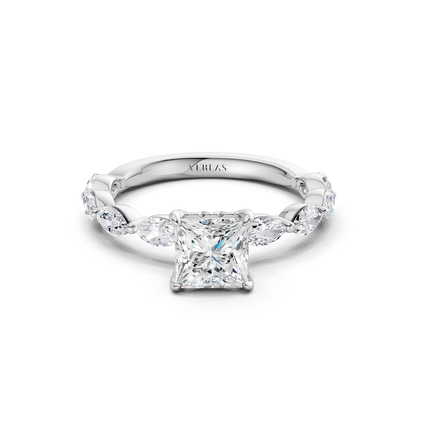 Princess-Marquise  Hidden Halo Diamond Ring