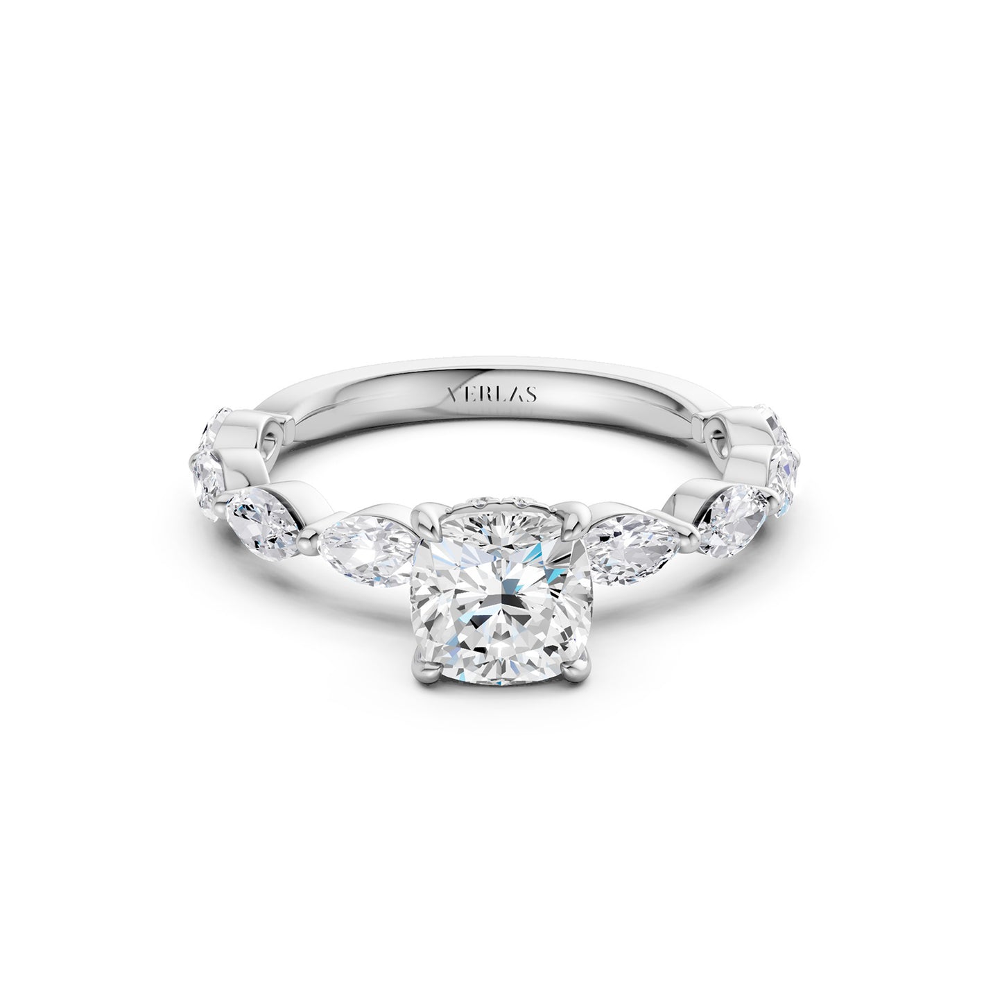 Cushion-Marquise  Hidden Halo Diamond Ring