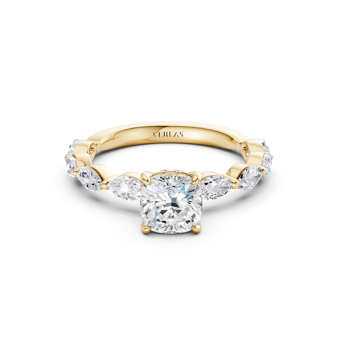 Cushion-Marquise  Hidden Halo Diamond Ring