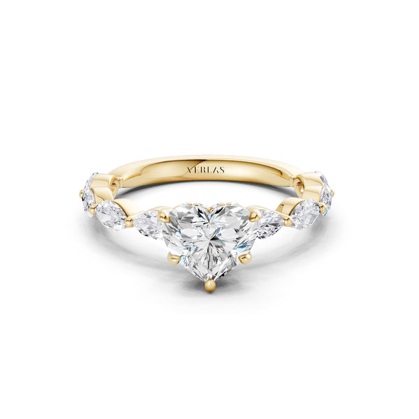 Heart-Marquise  Hidden Halo Diamond Ring