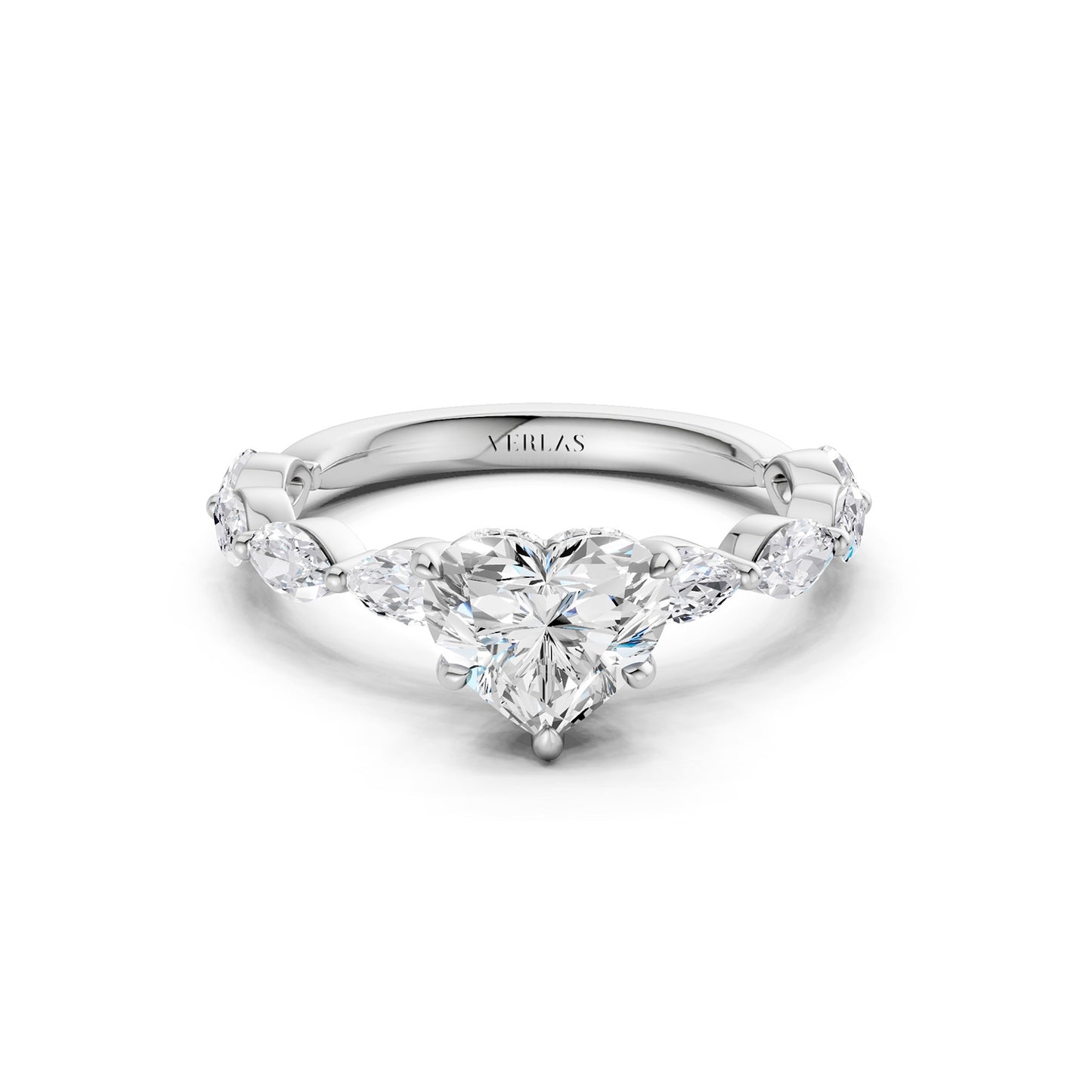 Heart-Marquise  Hidden Halo Diamond Ring