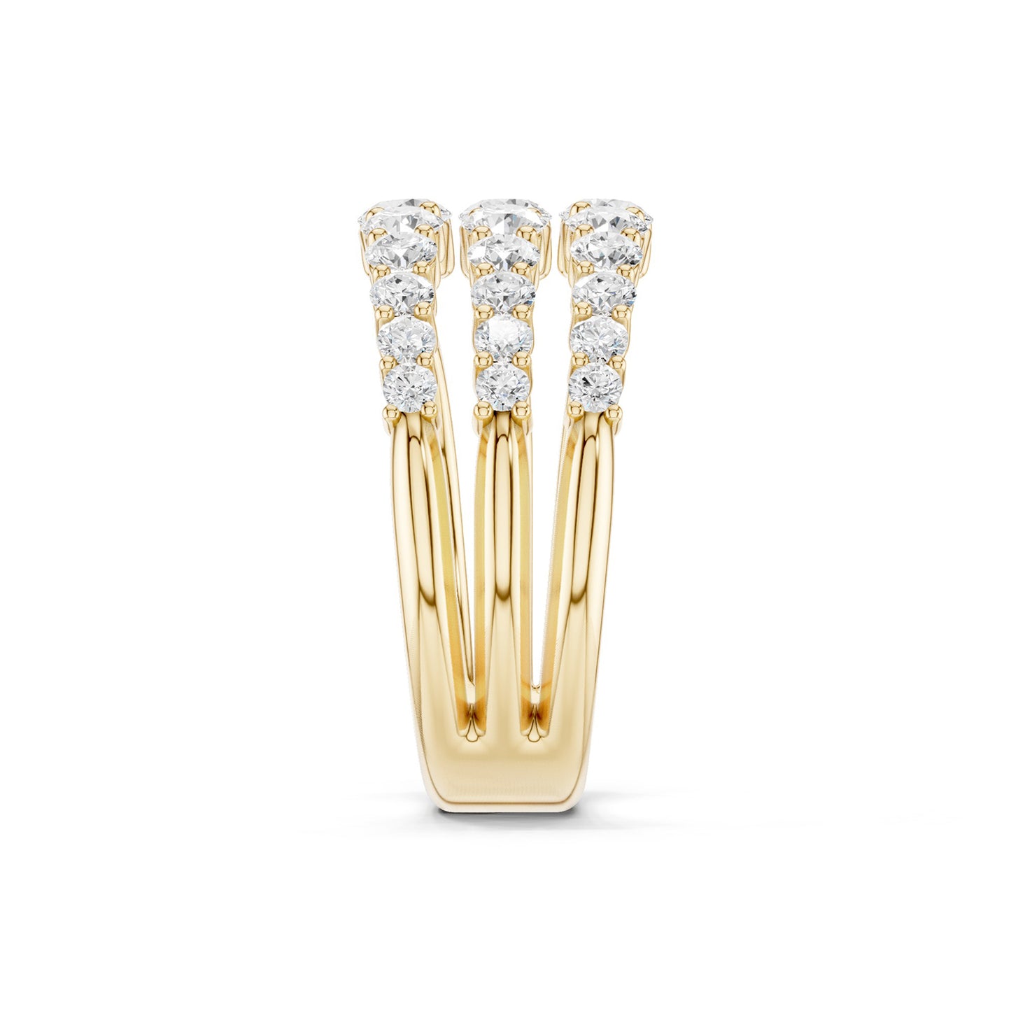 Tri-Band Round Crescendo Open Ring