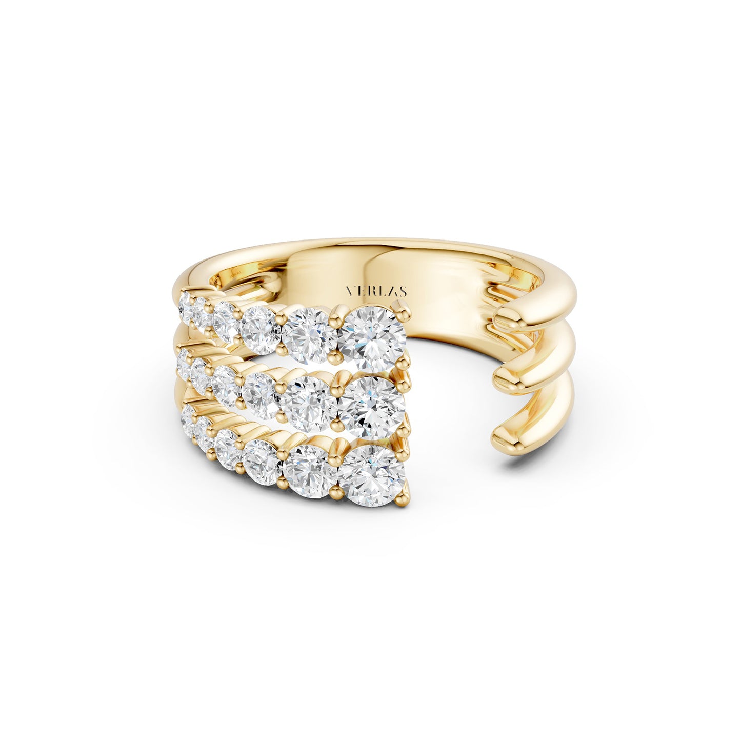 Tri-Band Round Crescendo Open Ring