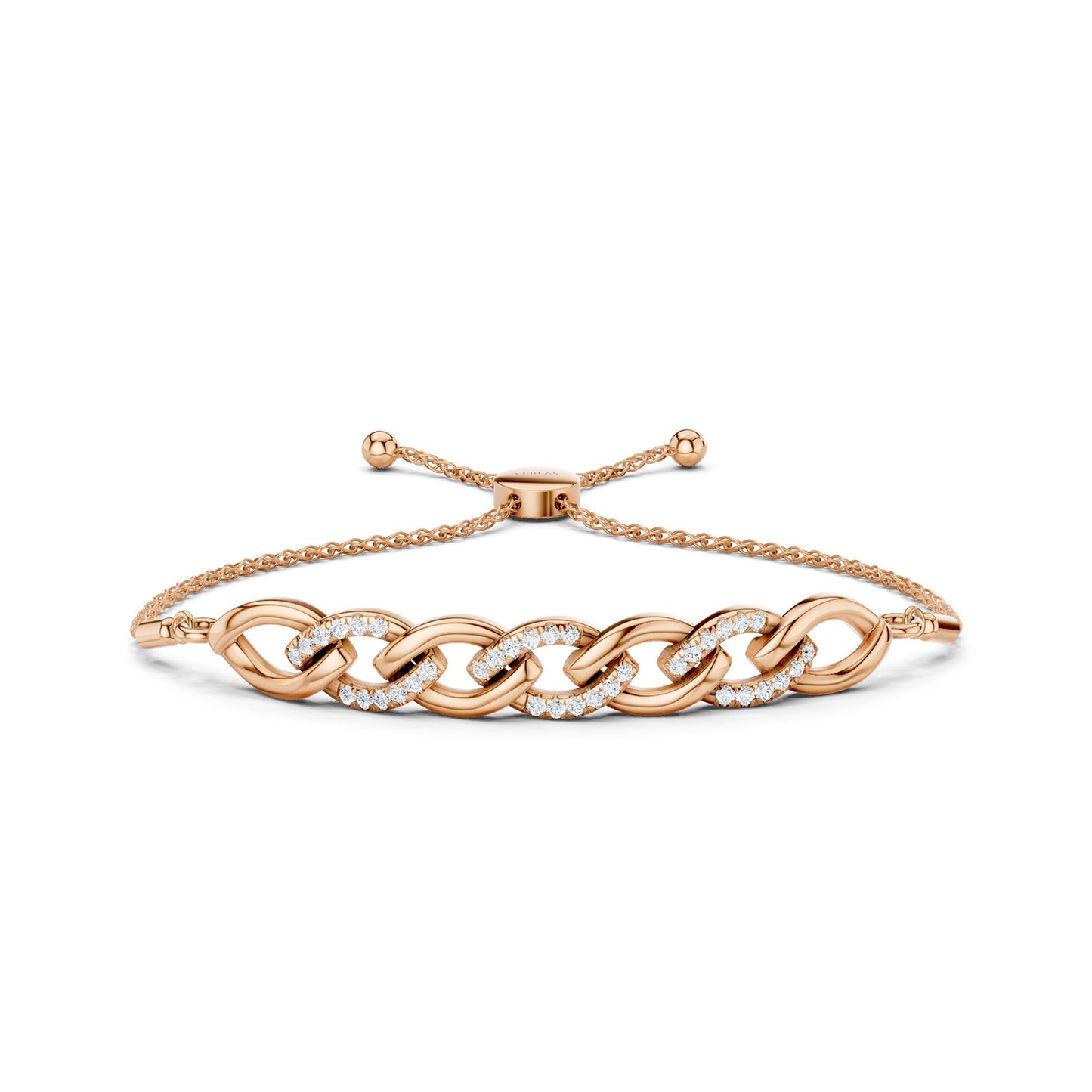 Cascading Diamond Link Bolo Bracelet