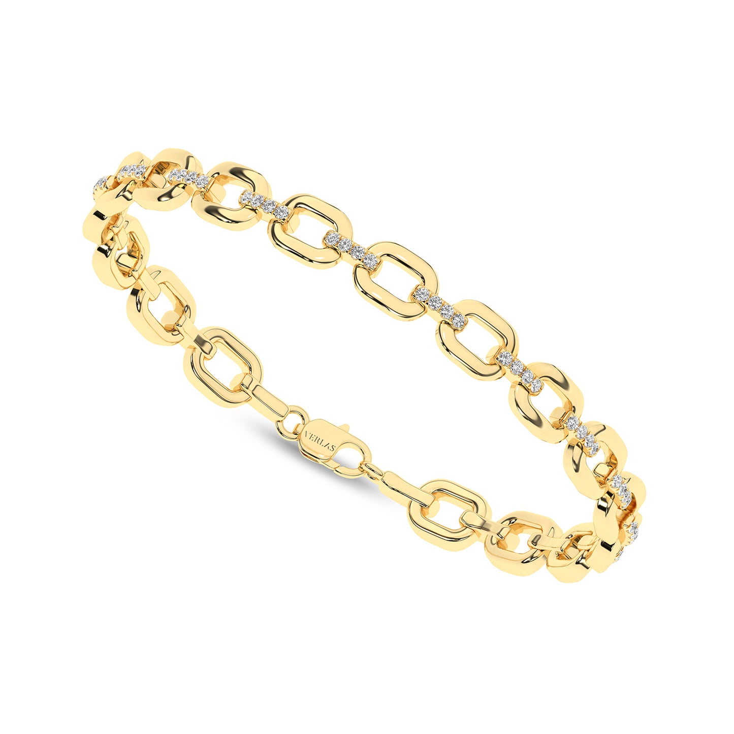 Together Forever Rectangular Diamond Links Bracelet