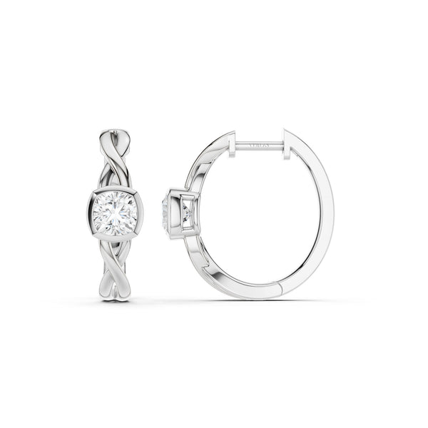 Twisted Bezel Cushion Huggie Hoops