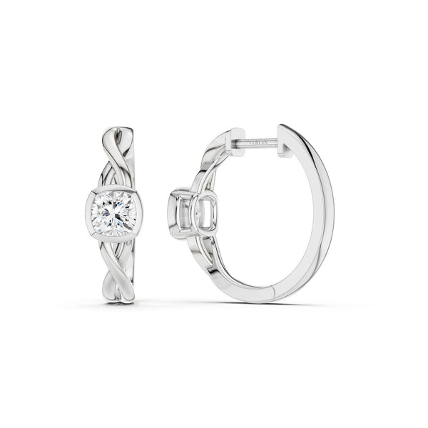 Twisted Bezel Cushion Huggie Hoops