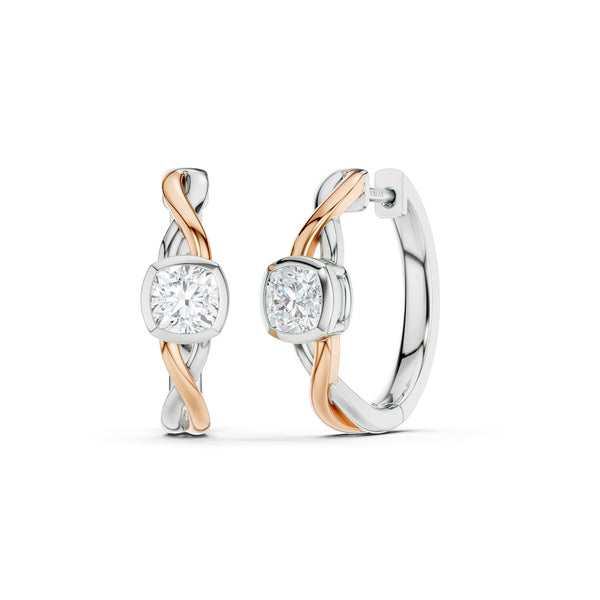 Twisted Bezel Cushion Huggie Hoops