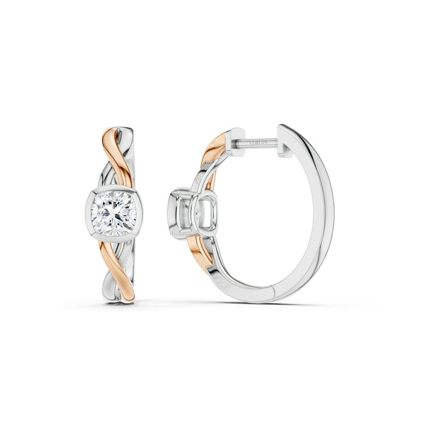 Twisted Bezel Cushion Huggie Hoops