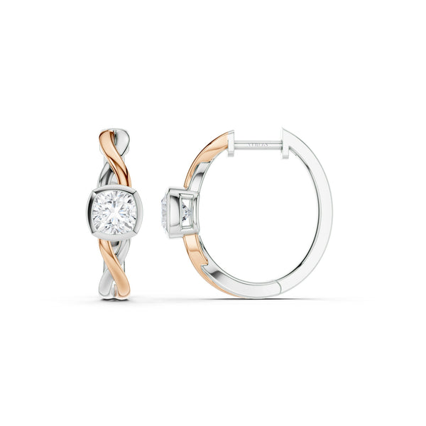 Twisted Bezel Cushion Huggie Hoops