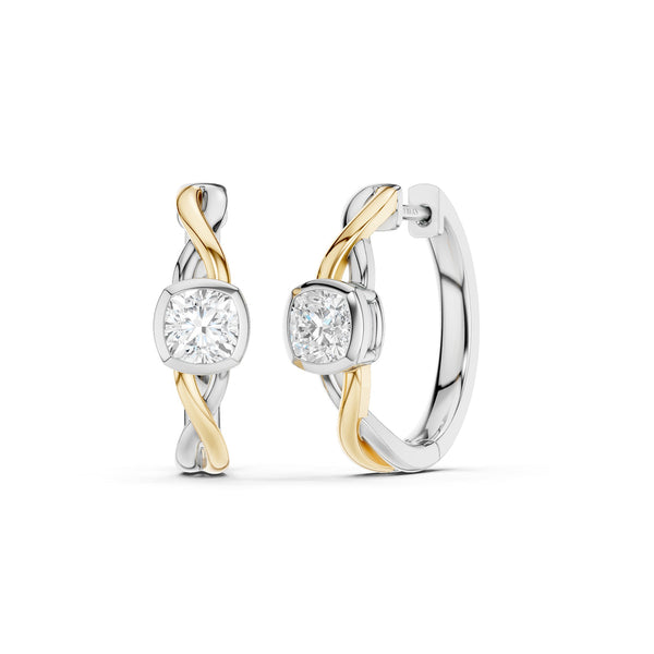 Twisted Bezel Cushion Huggie Hoops