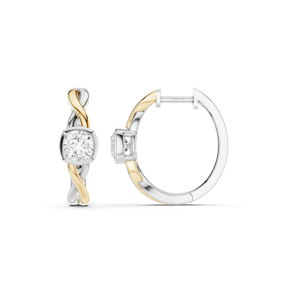 Twisted Bezel Cushion Huggie Hoops