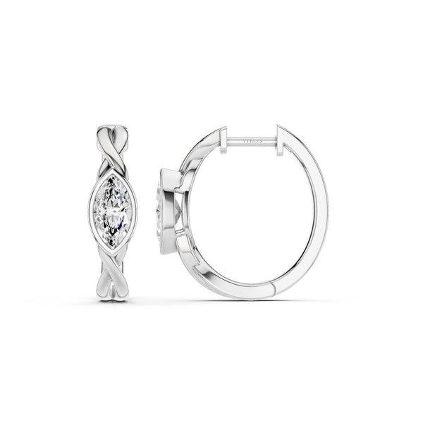 Twisted Marquise Bezel Huggie Hoops