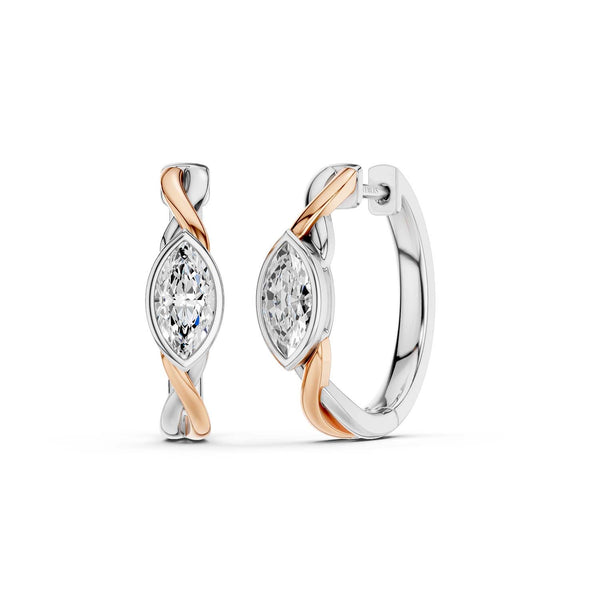Twisted Marquise Bezel Huggie Hoops