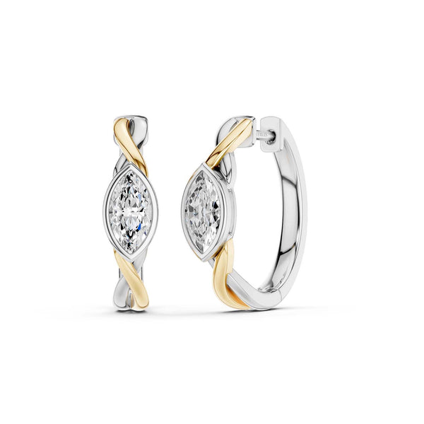 Twisted Marquise Bezel Huggie Hoops