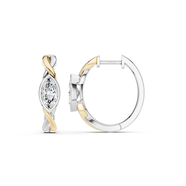 Twisted Marquise Bezel Huggie Hoops