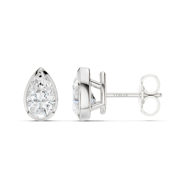 Bezel-Set Pear Studs