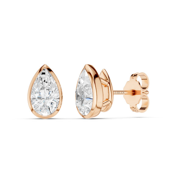 Bezel-Set Pear Studs