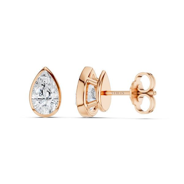 Bezel-Set Pear Studs