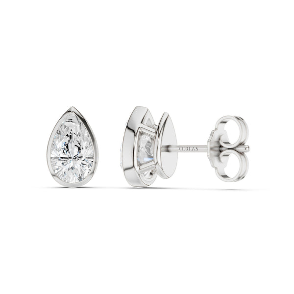 Bezel-Set Pear Studs