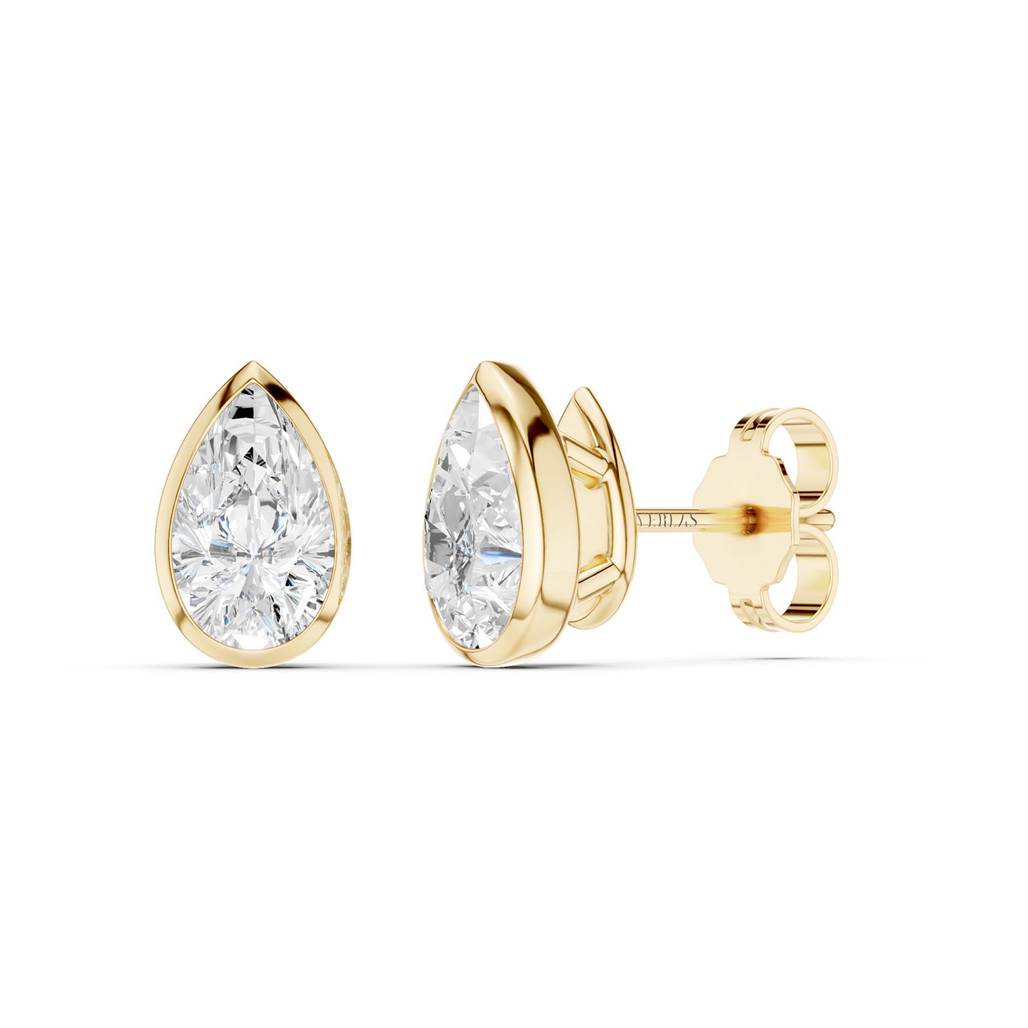 Bezel-Set Pear Studs