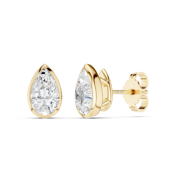 Bezel-Set Pear Studs