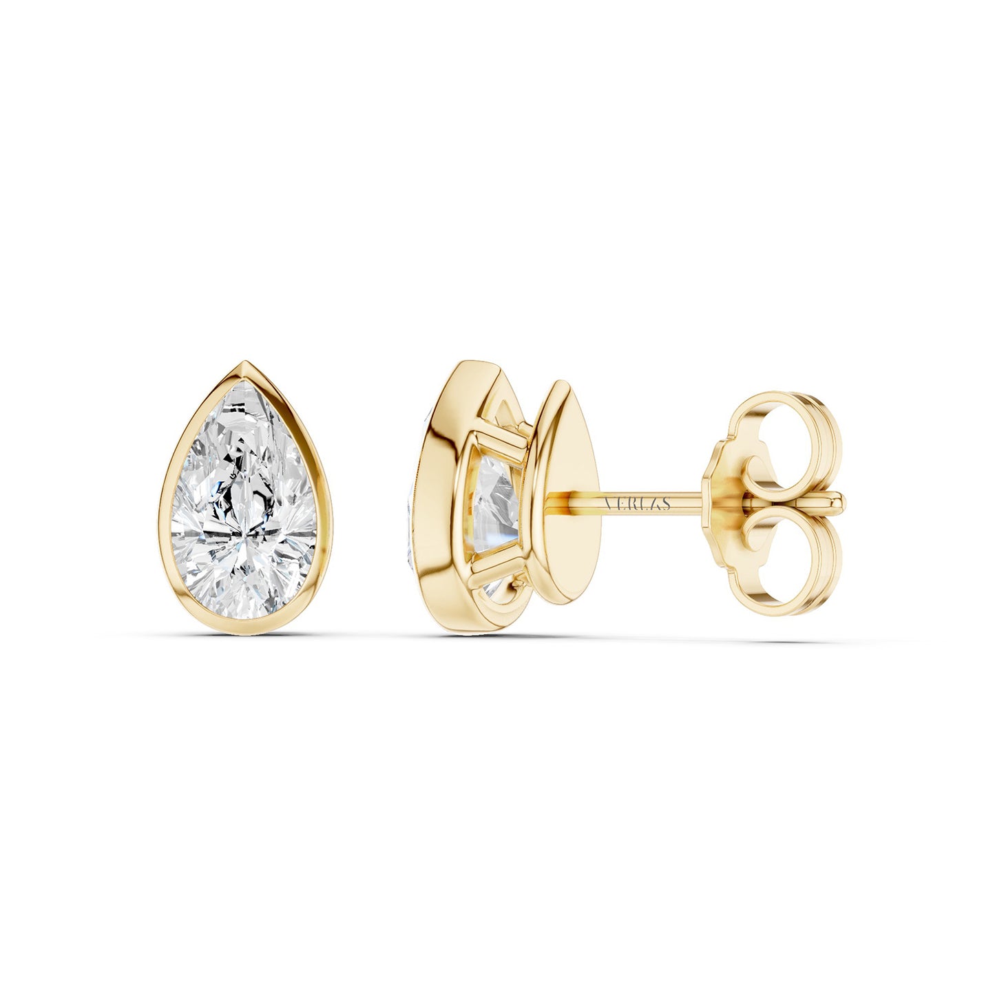 Bezel-Set Pear Studs
