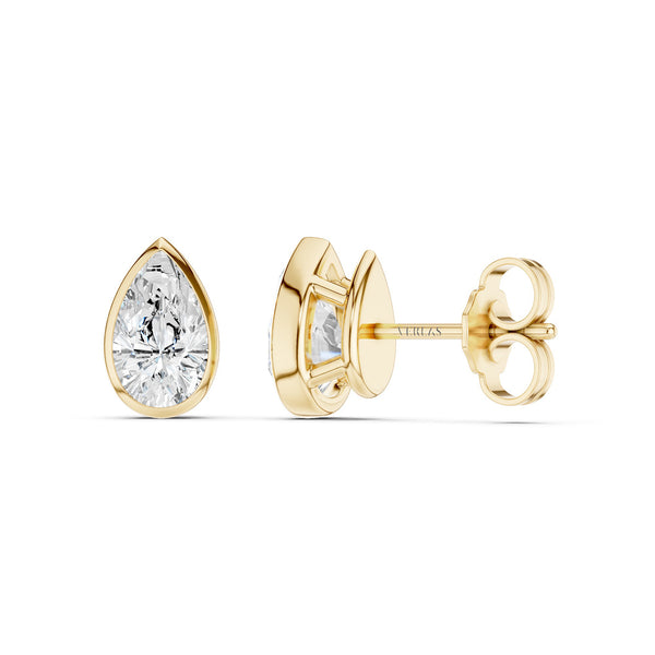 Bezel-Set Pear Studs