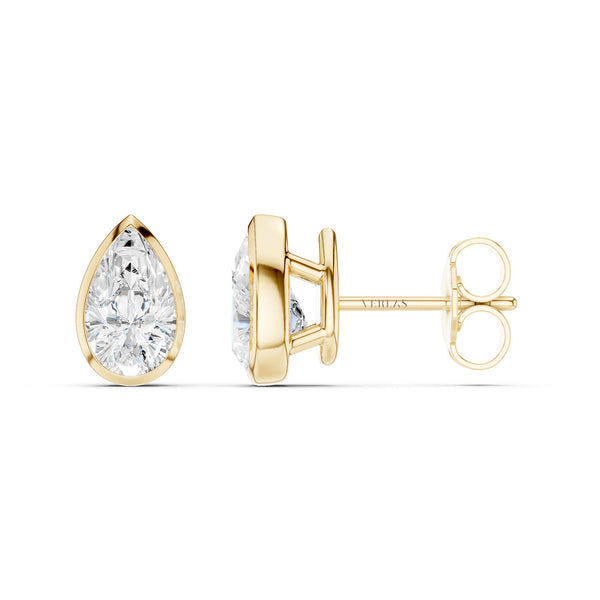 Bezel-Set Pear Studs