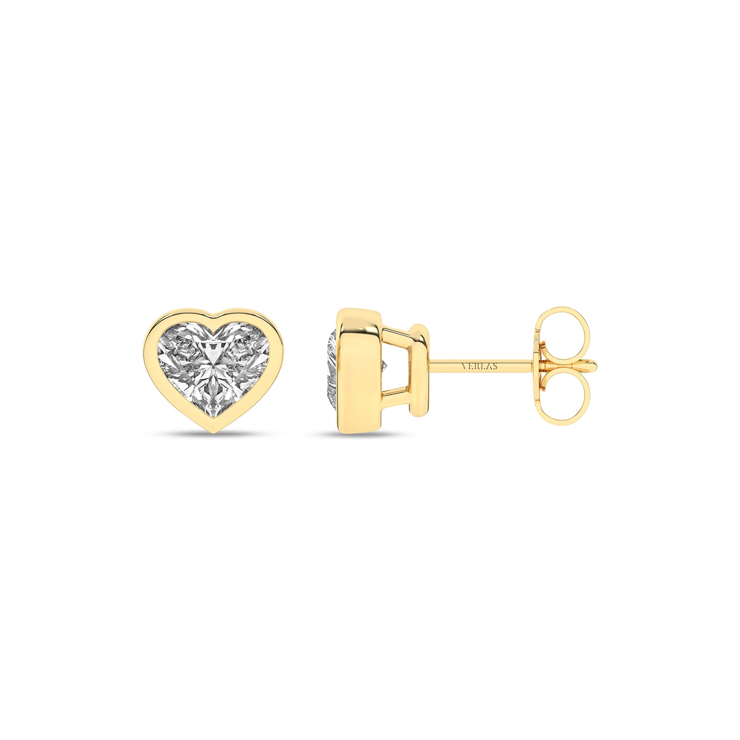 Bezel-Set Heart Studs