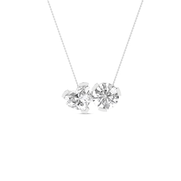 Heart Round Diamond Two-Stone Necklace