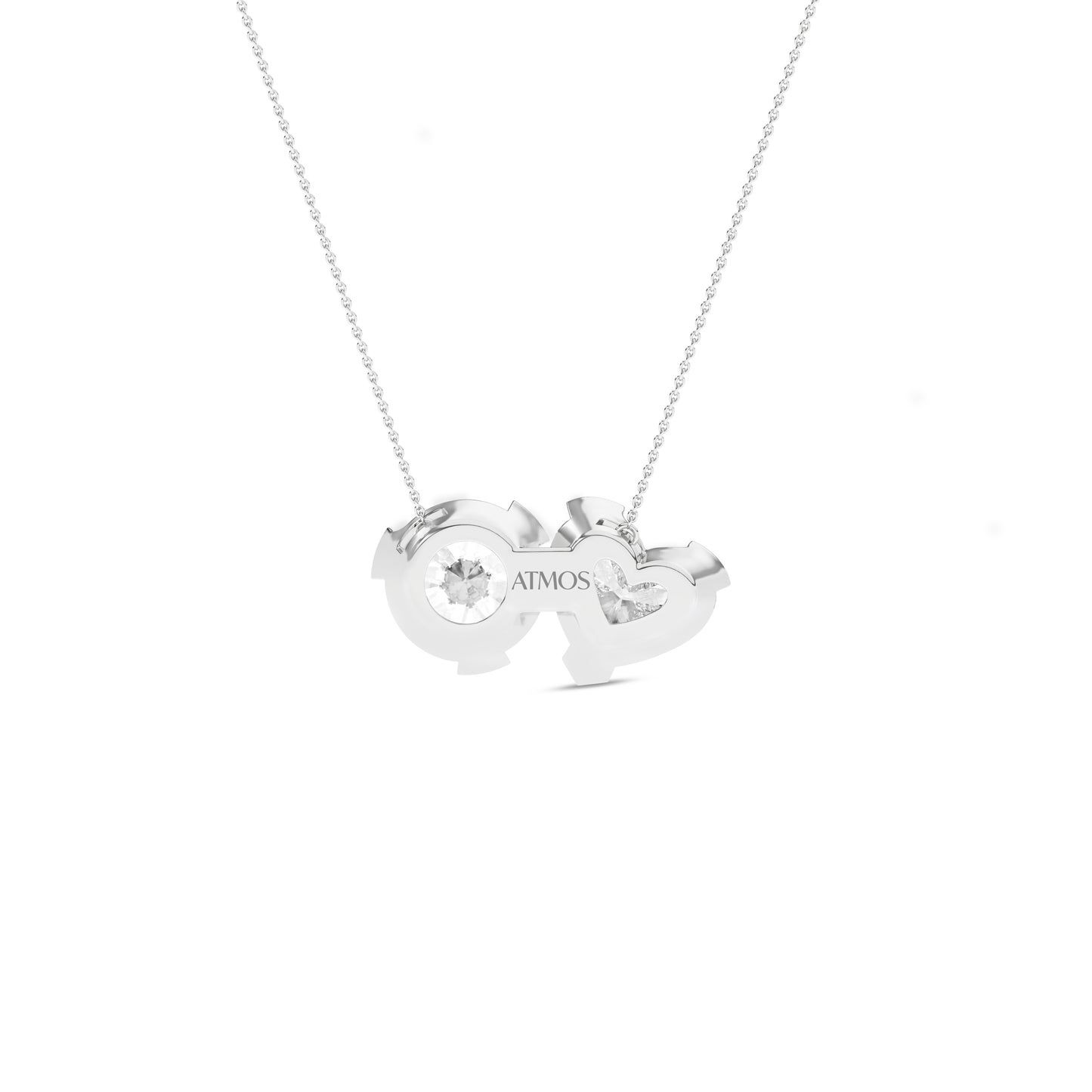 Heart Round Diamond Two-Stone Necklace