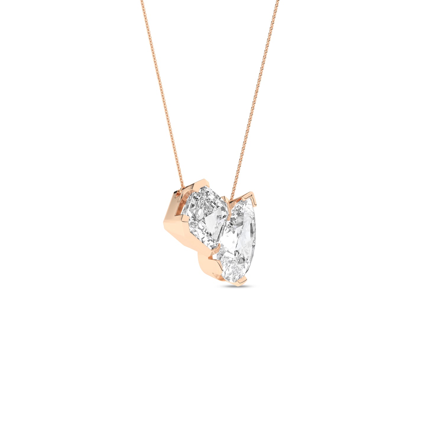 Cushion Pear Diamond Two-Stone Necklace