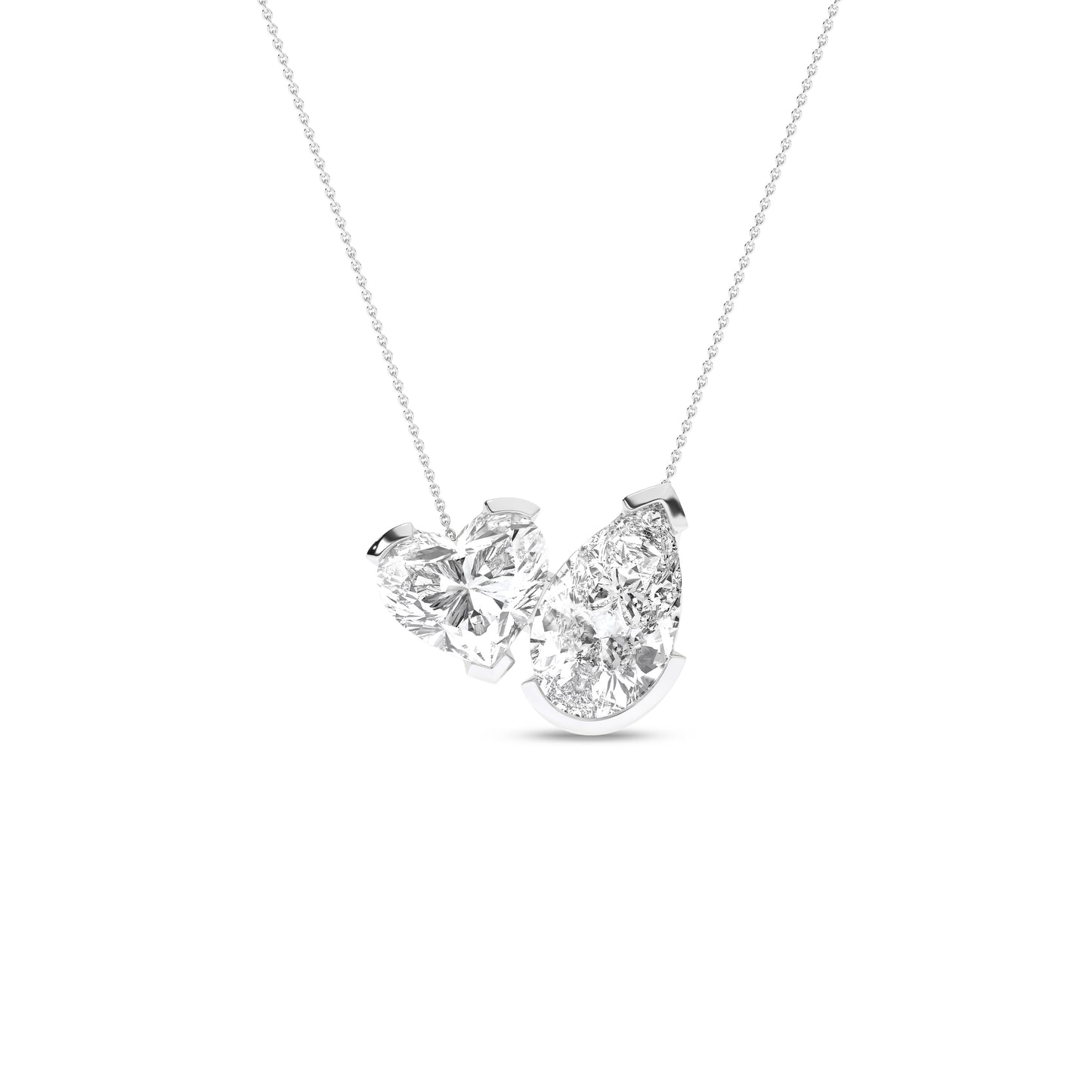 Heart Pear Diamond Two-Stone Necklace