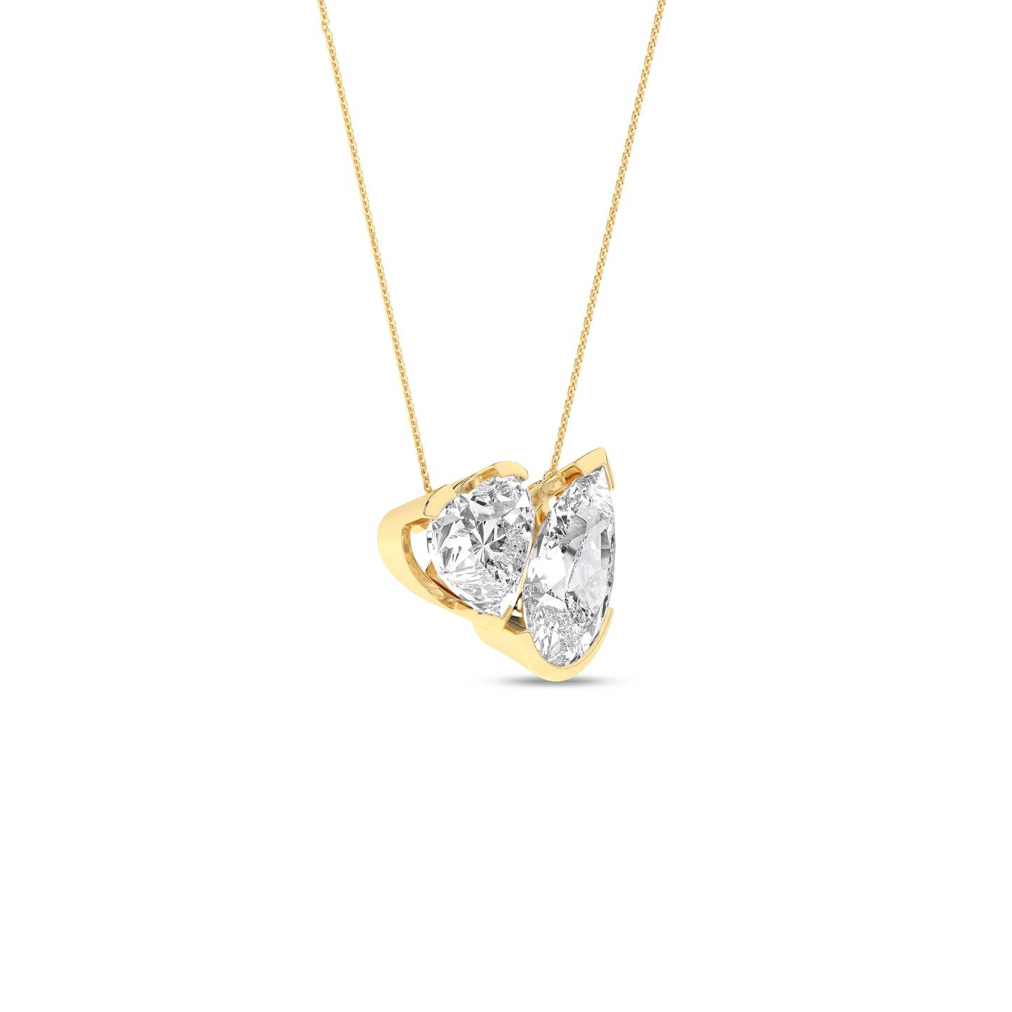 Heart Pear Diamond Two-Stone Necklace