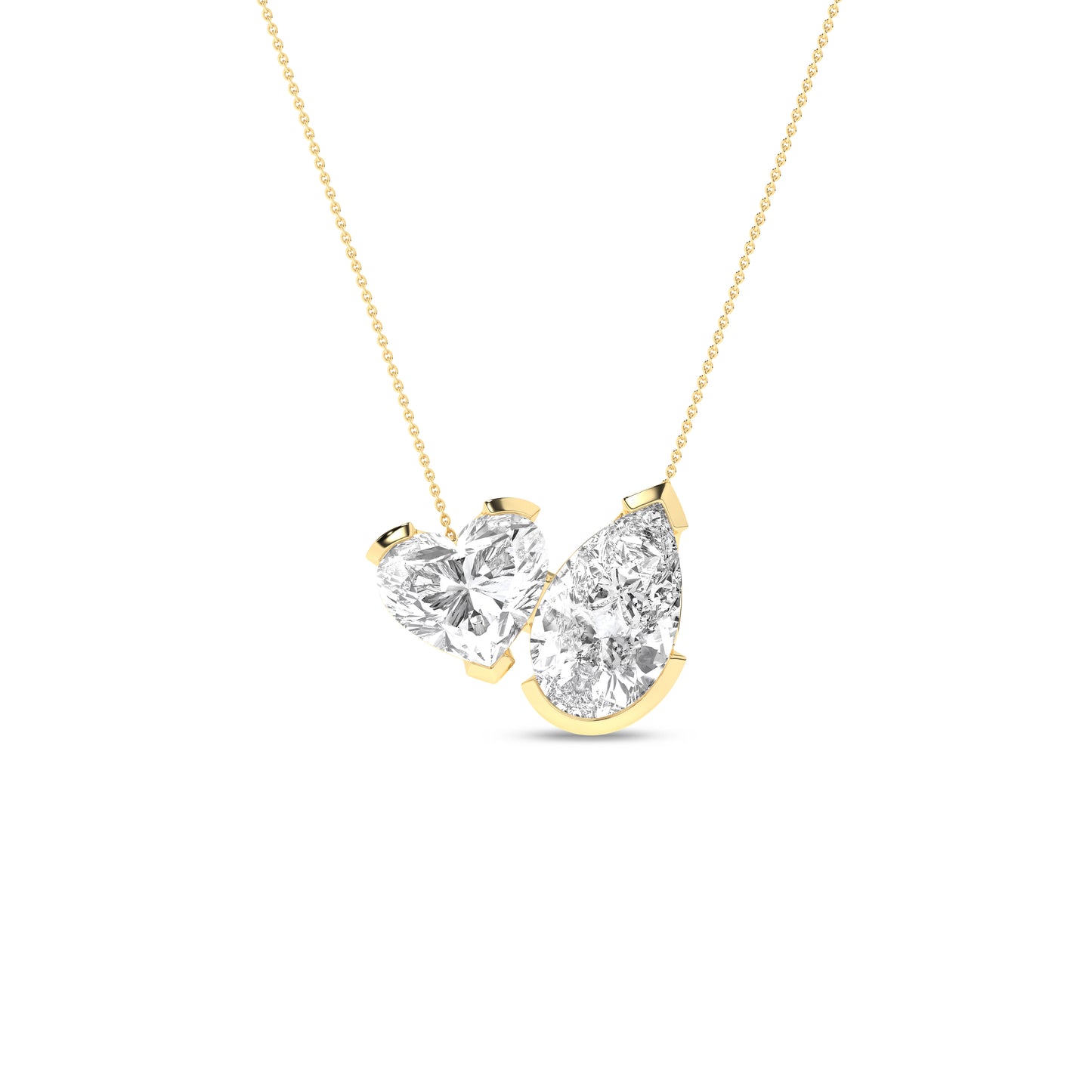 Heart Pear Diamond Two-Stone Necklace