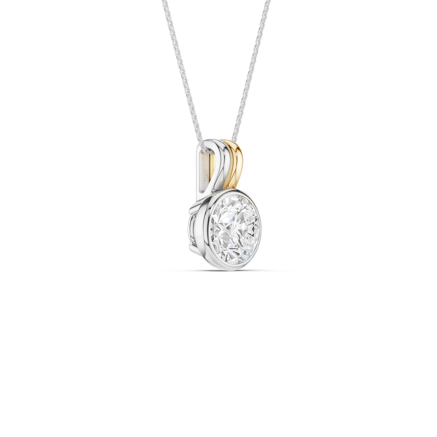 Coupled Round Solitaire Bezel Necklace