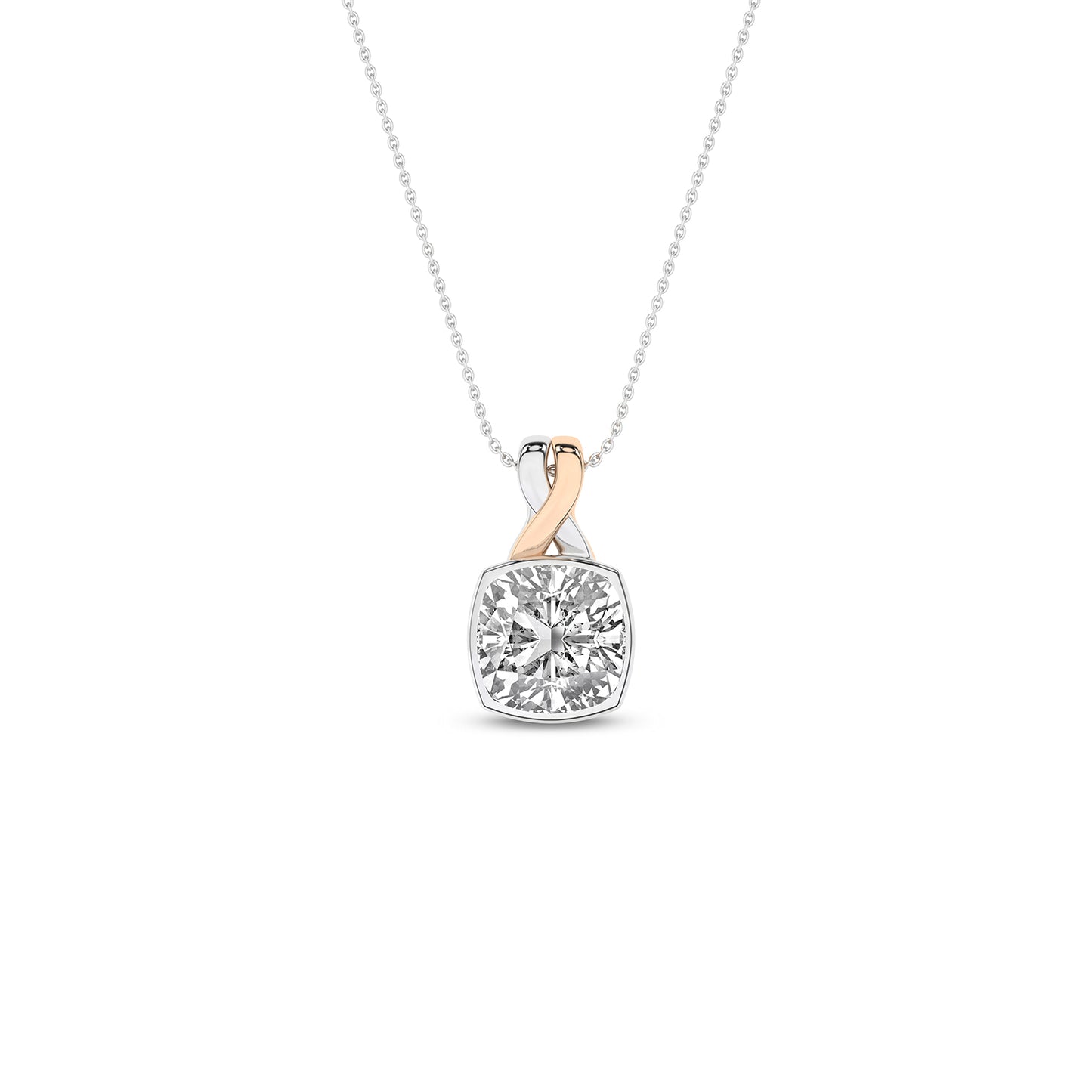 Twisted Cushion Bezel Pendant Necklace