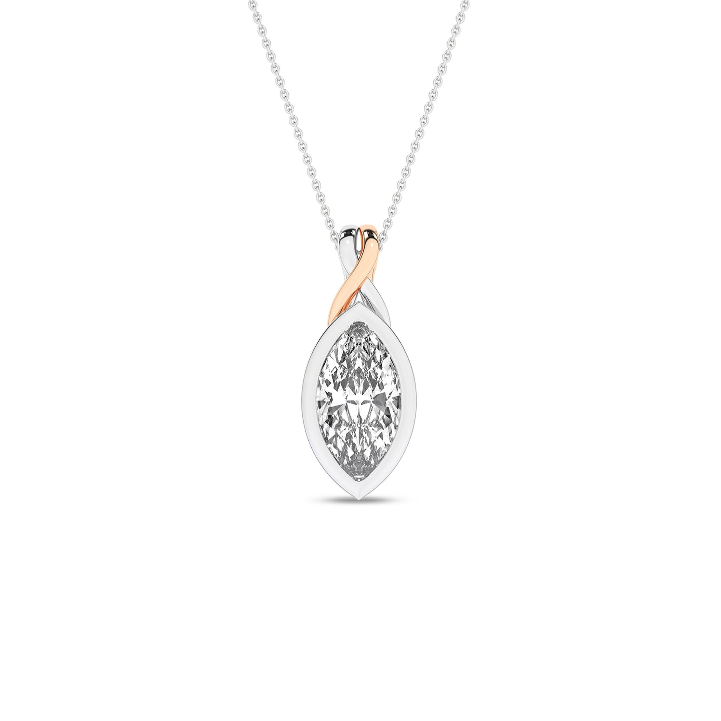 Twisted Marquise Bezel Pendant Necklace