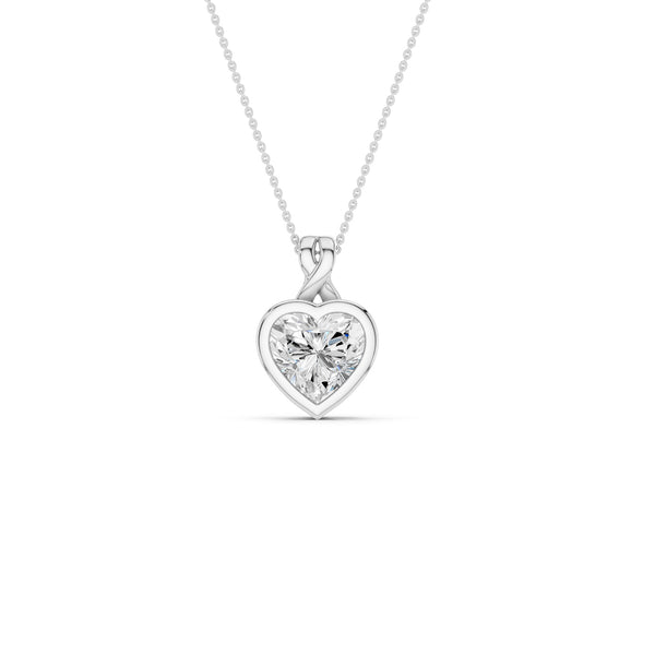 Twisted Heart Bezel Pendant Necklace