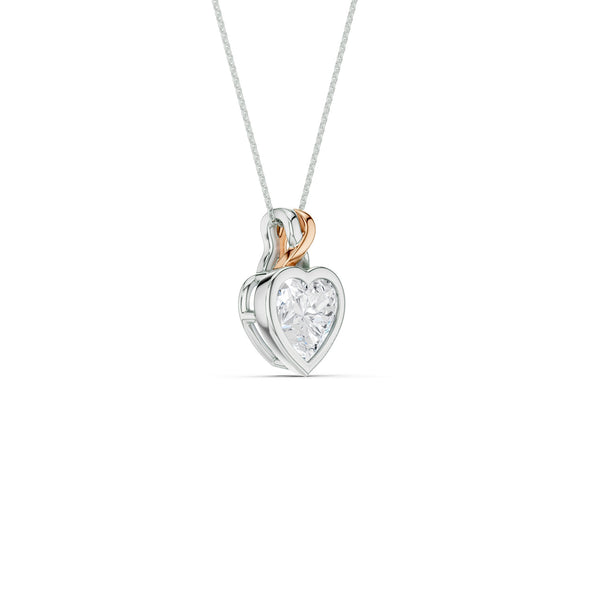 Twisted Heart Bezel Pendant Necklace