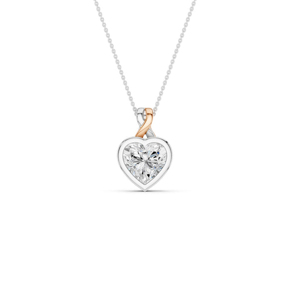 Twisted Heart Bezel Pendant Necklace