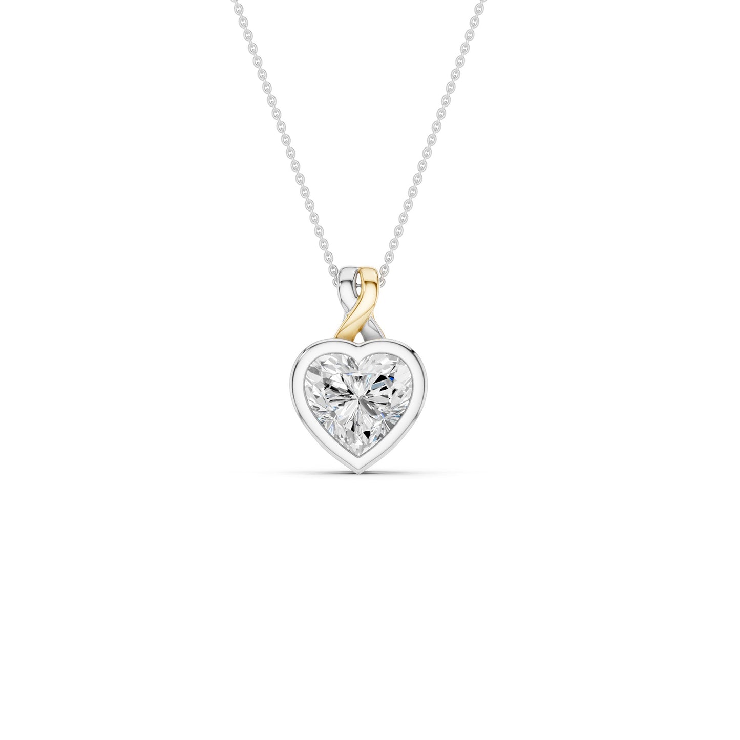 Twisted Heart Bezel Pendant Necklace