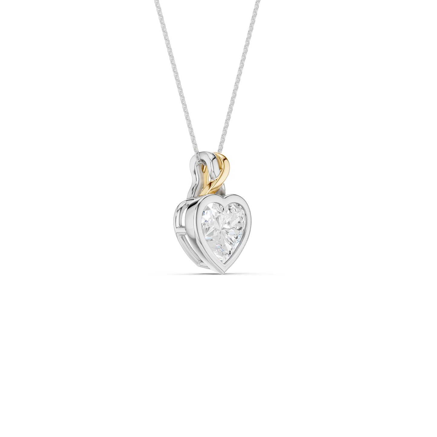 Twisted Heart Bezel Pendant Necklace