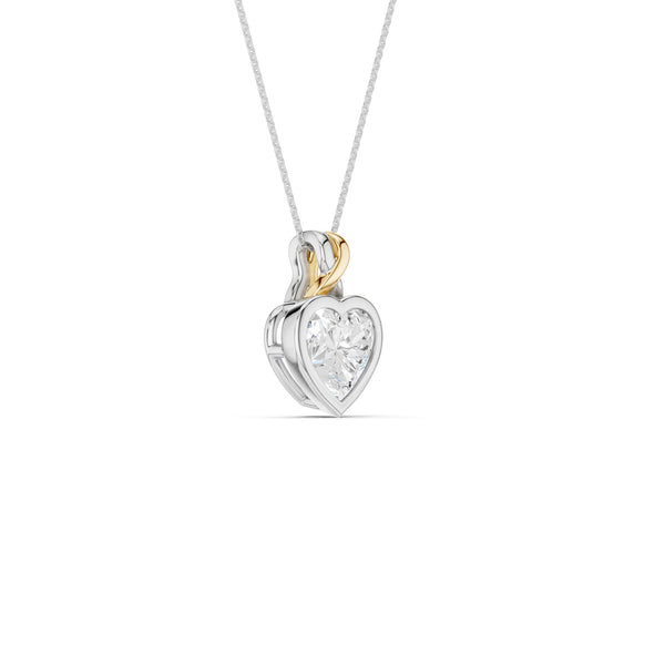 Twisted Heart Bezel Pendant Necklace