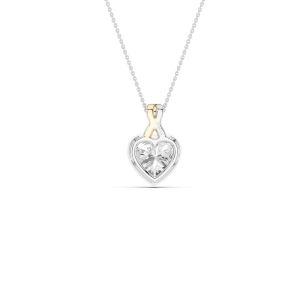 Twisted Heart Bezel Pendant Necklace