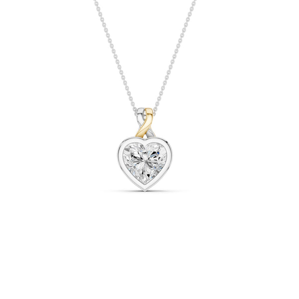 Twisted Heart Bezel Pendant Necklace