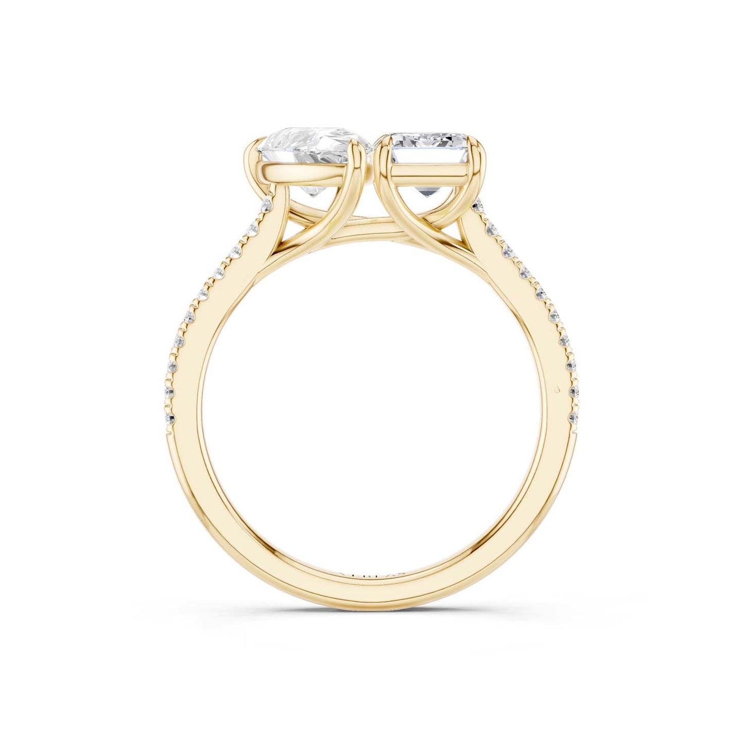 Pear Emerald Two Stone Diamond Ring