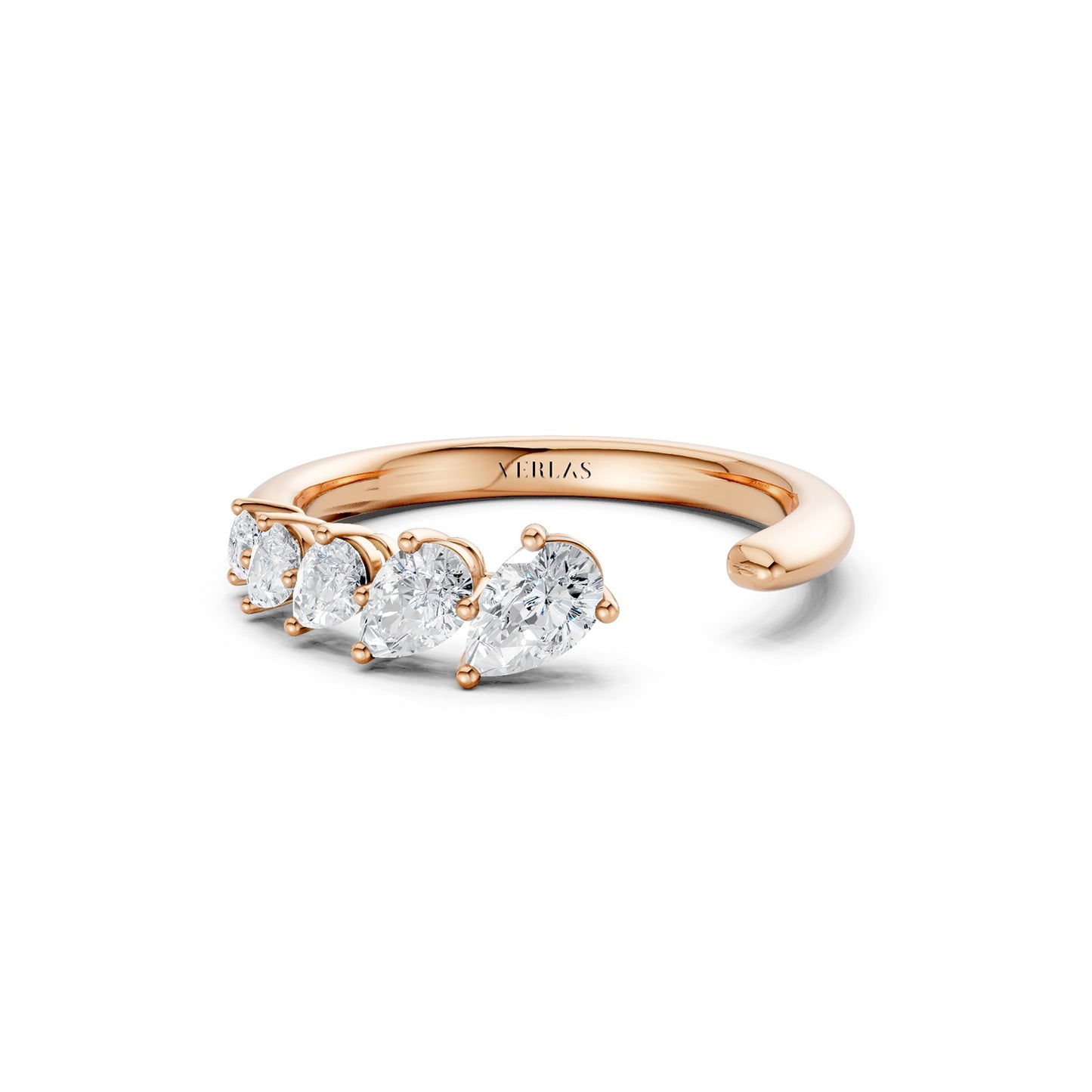 Angled Pear Crescendo Open Ring