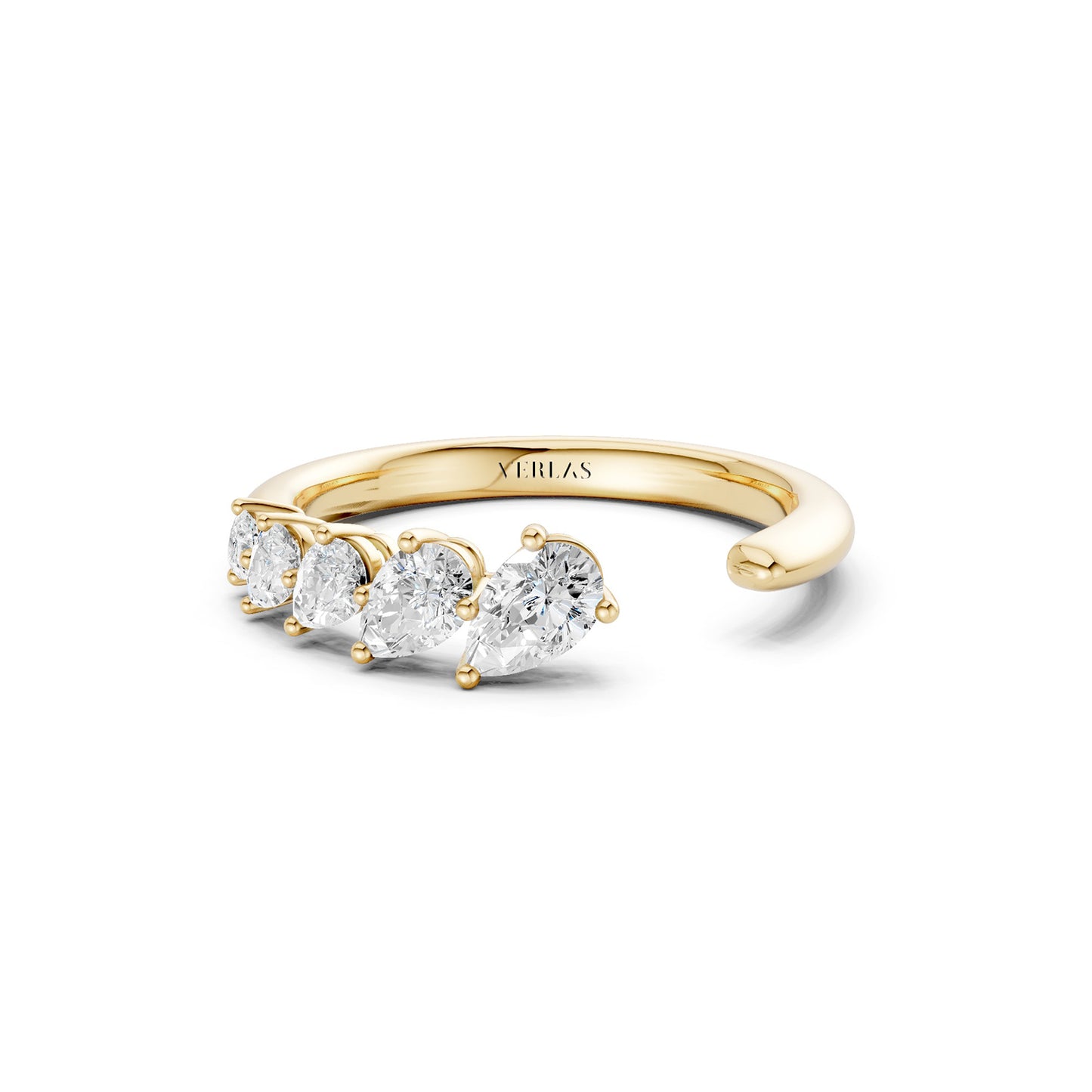 Angled Pear Crescendo Open Ring